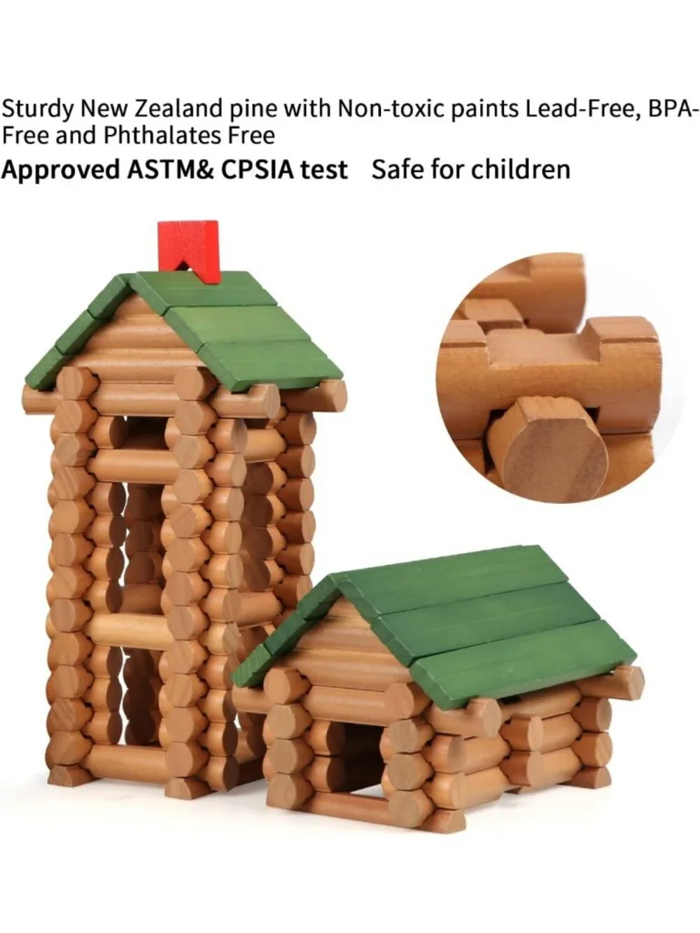 530 Pcs Wooden Building Logs Set for Kids 3+, Creative Construction Toys